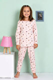 ELMP Pudra Dinazor Desenli %100 Pamuk Kız Çocuk Pijama Takımı 1-9 Yaş 4064/19