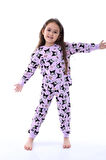 İSOB Lila Kuromi Desenli İnterlok %100 Pamuk Kız Çocuk Pijama Takımı 3-13 Yaş 41228