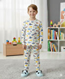 İSOB Helikopter Desenli İnterlok %100 Pamuk Erkek Çocuk Pijama Takımı 3-13 Yaş 42004