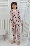 İSOB Pembe Minnie Mause Desenli %100 Pamuk Kız Çocuk Pijama Takımı 3-8 Yaş 51208-P
