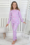 İSOB Unicorn Desenli %100 Pamuk Kız Çocuk Pijama Takımı 3-8 Yaş 51219