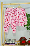 İSOB Pembe Barb Desenli %100 Pamuk Kız Çocuk Pijama Takımı 3-9 Yaş 51222-P