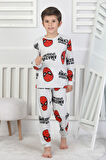 İSOB Gri Örm Adam Desenli %100 Pamuk Erkek Çocuk Pijama Takımı 3-8 Yaş 51310