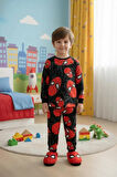 İSOB Siyah Ör. Adam Desenli %100 Pamuk Erkek Çocuk Pijama Takımı 3-13 Yaş 51335-51523