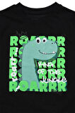 Sevimli Dinozor Baskılı Erkek Bebek Tshirt Siyah