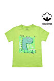 Sevimli Dinozor Baskılı Erkek Bebek Tshirt Yeşil