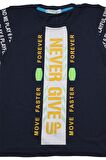 Never Gıve Up Baskılı Erkek Bebek Tshirt Lacivert