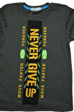 Never Gıve Up Baskılı Erkek Bebek Tshirt Yeşil