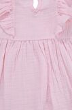 Bandanalı Fırfır Kollu Kız Elbise Pembe