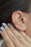 Sıkıştırmalı Kıkırdak Küpesi Pembe Kelebek Earcuff