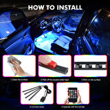 Renault Megane 2 Sese Duyarlı Ayak Altı Led Aydınlatma Kumandalı RGB