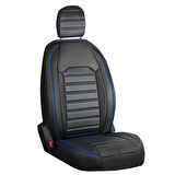 Nissan Navara Lüx Deri OTO KOLTUK KILIFI Ön Arka Takım Set Orjinal SİYAH MAVİ