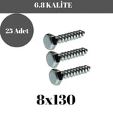 Trifon Vida 8x130 mm Altı Köşe Anahtar Başlı Vida  25'li Paket