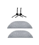 Roborock S8 Maxv Ultra Uyumlu 2 ADET SİYAH YAN FIRÇA 2 ADET MOP