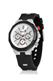Kauçuk Kordon Metal Kasa Erkek Kol Saati Siyah Beyaz Renk PL-0973E4x