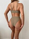 Bej Tokalı İtalyan Kumaş Bikini Takımı