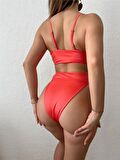 Fuşya Tokalı İtalyan Kumaş Bikini Takımı