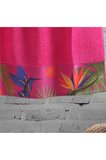Pembe Plaj Havlusu %100 Pamuk Sertifikalı Tropik Desenli Havuz Havlusu Üstün Emici 75x150cm