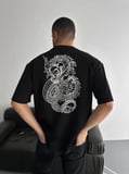 Baskılı Oversize Bisiklet Yaka Tshirt