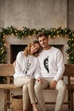 Oversize Bisiklet Yaka Sevgililer Günü Baskılı Sweatshirt