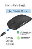 Plentiful Şarjlı Kablosuz 2.4G+Bluetooth Mouse Sessiz Siyah İnce