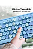 Plenfitul Mofii Sweet Serisi Renkli Kablosuz Klavye Mouse Set Türkçe Mavi