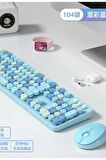Plenfitul Mofii Sweet Serisi Renkli Kablosuz Klavye Mouse Set Türkçe Mavi
