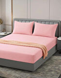%100 COTTON (PAMUK) 160x200+30 cm FİTTED (LASTİKLİ) ÇİFT KİŞİLİK PEMBE ÇARŞAF BED SHEET