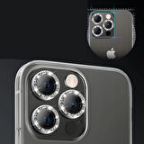 SKV MOBILE Iphone 11/12/12 Mini Taşlı Mavi  Kamera Koruyucu Lens Koruyucu
