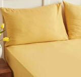 %100 Cotton (PAMUK) Sarı100x200 30 Cm Fitted (LASTİKLİ) Tek Kişilik Çarşaf Bed Sheett