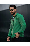 Erkek Yarım Fermuarlı Bato Yaka Polar Sweatshirt