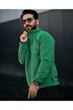 Erkek Yarım Fermuarlı Bato Yaka Polar Sweatshirt