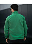 Erkek Yarım Fermuarlı Bato Yaka Polar Sweatshirt