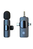 Plentiful Kablosuz Tekli Yaka Mikrofonu 3.5mm Aux iPhone Type-C PC Tablet Video Ses Kayıt Vlog USB C ve Amfi