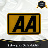 AA Yazılı Çerçeveli Universal Vidalı Pleksi Panjur Arması - Sarı Oto Arma Araba Arma Oto Logo Araba Logo