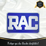 RAC Yazılı Çerçeveli Universal Vidalı Pleksi Panjur Arması - Mavi Oto Arma Araba Arma Oto Logo Araba Logo