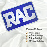 RAC Yazılı Çerçeveli Universal Vidalı Pleksi Panjur Arması - Mavi Oto Arma Araba Arma Oto Logo Araba Logo