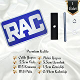 RAC Yazılı Çerçeveli Universal Vidalı Pleksi Panjur Arması - Mavi Oto Arma Araba Arma Oto Logo Araba Logo