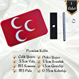 Osmanlı Devlet Bayrağı Üç Hilal Figürlü Universal Vidalı Pleksi Panjur Arması - Kırmızı Oto Arma Araba Arma Oto Logo Araba Logo