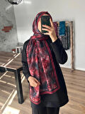 Rose Gül Desen Bordo Şal