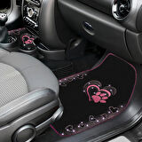 Kadınlara Özel Nakış İşlemeli Taşlı Kalp ve Köpek Pati Desenli Oto Paspas Seti – Şık ve Dayanıklı