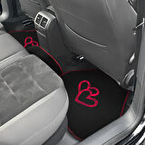  Aşkınızı Aracınıza Taşıyın! Kalp Desenli Kırmızı Nakışlı Lüks Oto Paspas Seti & Romantik Şık Tasarım