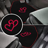  Aşkınızı Aracınıza Taşıyın! Kalp Desenli Kırmızı Nakışlı Lüks Oto Paspas Seti & Romantik Şık Tasarım