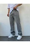 YIKAMALI KUMAŞ GRİ BAGGY JEAN PANTOLON