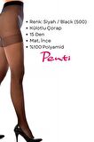 Penti Süper 15 Den Mat İnce Külotlu Çorap Siyah (500) -  4 Numara X Large 3 Adet