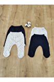 4'lü Ayaklı Bebek Pantalon 0-3 Ve 3-6 Ay Kız Erkek Bebek Takımı Hediyelik %100 Pamuklu Yenidoğan