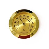 Analog Higrometre Nem Ölçer Humidor Puro Kutusu İçin Metal Çerçeve Sarı 37mm