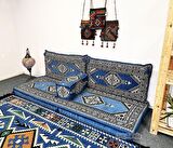 Oryantal Saraylı Şark Köşesi İkili Sedir Takımı Mavi