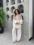 Camelia Premium Vual Kumaş Desenli Alt Üst Pantolonlu Takım  - Tesettü Uyumlu Kombin