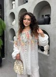 Camelia Premium Vual Kumaş Desenli Alt Üst Pantolonlu Takım  - Tesettü Uyumlu Kombin